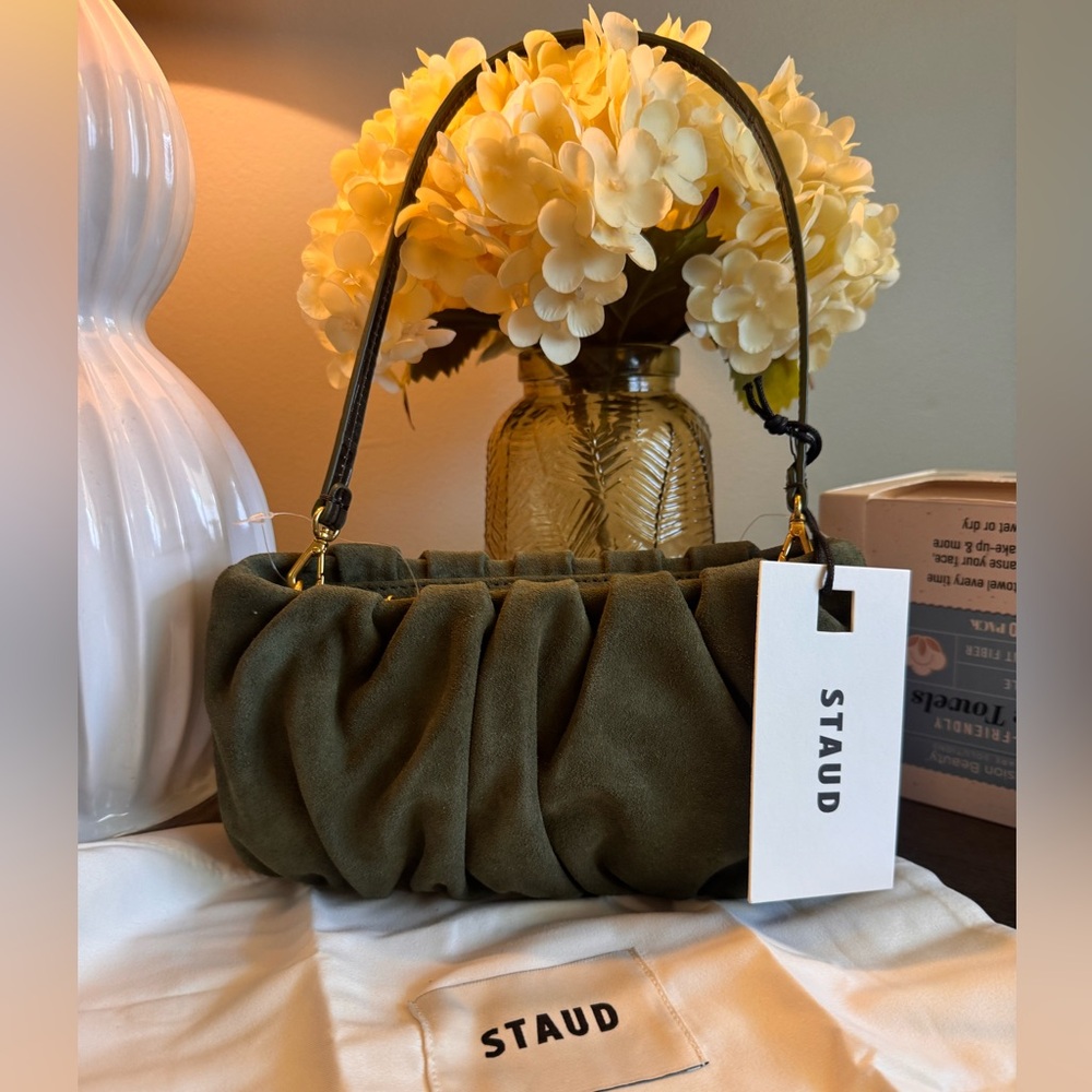 STAUD baguette Khaki Green Shoulder Bag - Picture 1 of 14